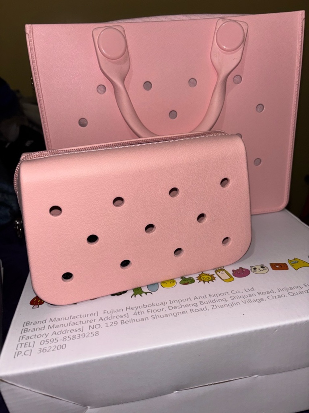 Pink Women’s Tote and Fanny Bag Set-Free Jibbitz